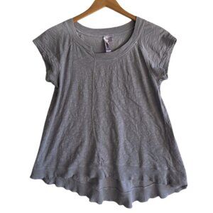 Wilt Heather Grey 100% Cotton Slub Knit Raw Hem High Low Tee Size S